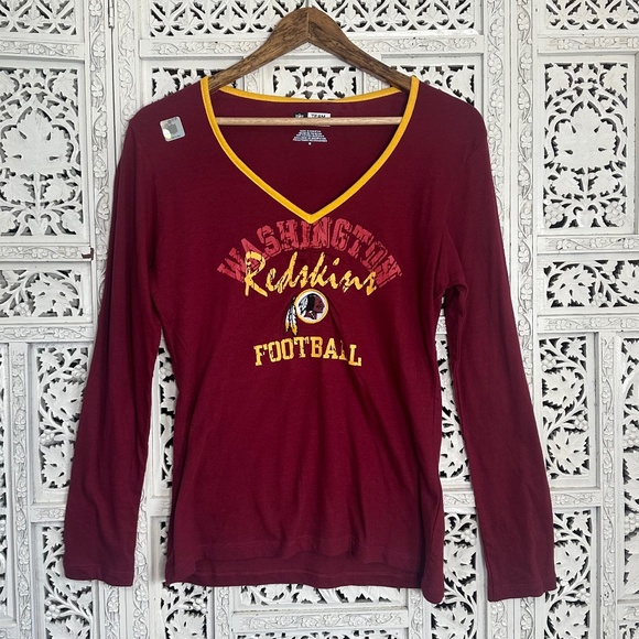 NWT Washington Redskins Commanders NFL Team Apparl V Neck Long Sleeve Shirt - Picture 1 of 5